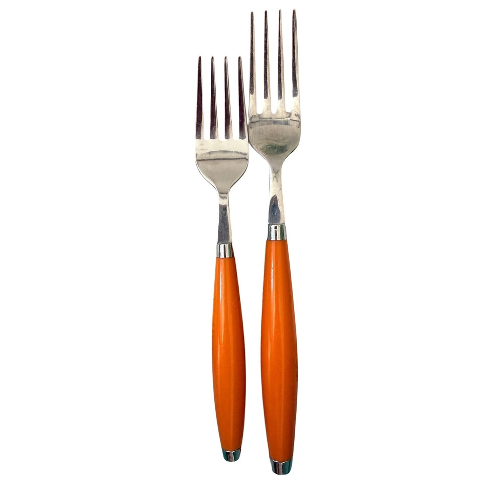 Fiesta Flatware Tangerine Orange Swirl - 1 Dinner Fork & 1 Salad Fork Pair